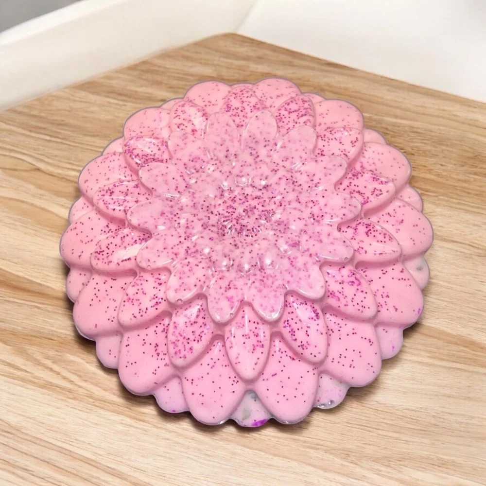 Sample size body glitter Floral perfume & lavender handmade soap 3x3 inch 2oz